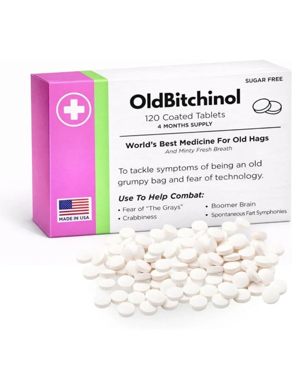 Old Bitchinol Funny Birthday Gag Gift – Novelty Mint Box, 120 Sugar-Free Mints